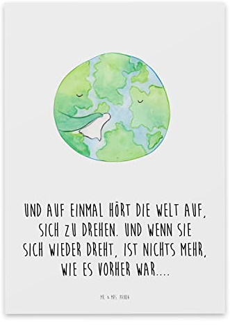 Mr. & Mrs. Panda Trauerspruchkarte Welt Weinen - Veränderung, Beileid, Beileidskarte, Trauer, Trauerkarte, Anteilnahmekarte, Kondolenzkarte, Abschiedskarte, Karte, Beerdigung