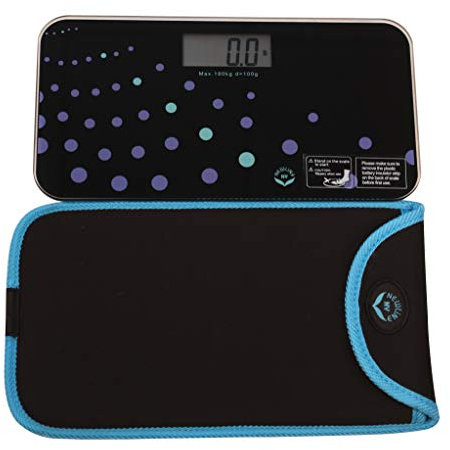 NewlineNY Trendy Wave Mini Bathroom Scale + Travel Slip Case, SBB0721M-NYTW + NY-MSS101-BBL