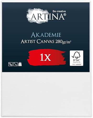 Artina Tela per Dipingere 40x50 cm - 100% Cotone 280g/m² – Telaio in Legno Certificato FSC – Non Si deforma – Canvas Tela Bianca Tele per Pittura – Tele per Dipingere Akademie