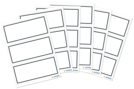 Herma boketiketter, självhäftande neutrala häftetiketter av papper för skola för barn, flickor och pojkar, 12 skoletiketter 82 x 36 mm Grauer Rand