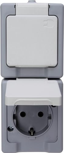 Kopp 130348009 Schutzkontakt-Steckdose 2-fach, Aufputz-Feuchtraum Standard
