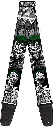Buckle-Down GS-WJK015 guitar strap Laughing Joker Design, Black/White, 34-60