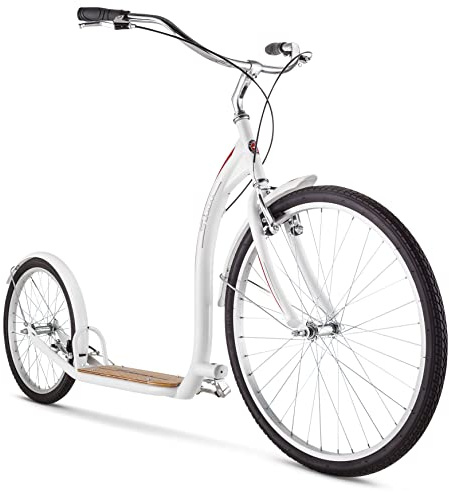 Schwinn Shuffle Adult Kick Scooter, 26 Inch Front Wheel and 20 Inch Rear Wheel, Smooth Riding, Durable Steel Frame, Fenders, Front and Rear Linear Pull Brakes, Two Wheel Scooter for Adults