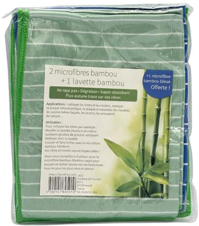 3 panni in microfibra di bambù + 1 panno di bambù