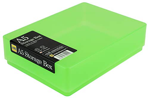 WestonBoxes A5 Plastic Craft Storage Boxes with Lids for Art Supplies, Paper and Card - 1.8 Litre Volume (Green, Pack of 10)