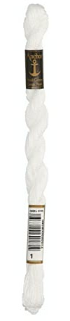 Anchor Perlgarn Stärke 5 4585000-00001 hochweiß Stickgarn, 100 % Baumwolle, 5g Strängchen