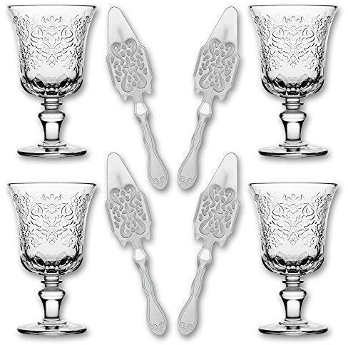 4X La Rochere Absinth Glas Amboise 260 ml + 4X Absinth Löffel Antique