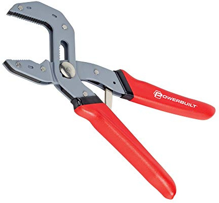 Powerbuilt 7-Inch Self-Adjusting Pliers, Spring Loaded One Hand Power Grip, All Purpose Jaws, Bolts, Pipes, Comfort Grip Handle - Red 941311