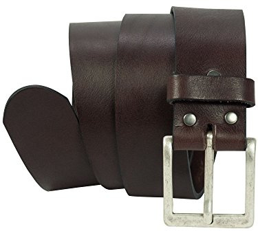 Harrys-Collection Unisex Jeansgürtel Vollrindleder Altsilberfarbige Schnalle, Bundweite:90, Farben:dunkelbraun