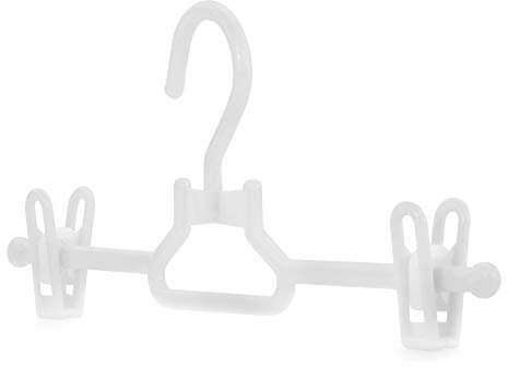 Hangerworld 10 Grucce per Bambini 30cm in Plastica Bianca con Pinze Scorrevoli per Pantaloni e Gonne
