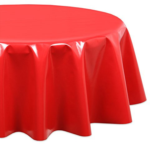 Wachstuchtischdecke OVAL RUND ECKIG Farbe u. Größe wählbar, Tischdecke Wachstuch abwischbar, Uni Einfarbig (Rund 110 cm, Rot)