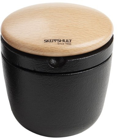 Skeppshult 0071 Swing Kräuter und Pfeffermühle aus Gusseisen mit Deckel aus schwedischem Buchenholz