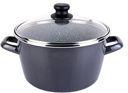 Megafesa Dolomiti - Pentola con Coperchio in Vetro, Diametro 24 cm, Color Grigio Marengo