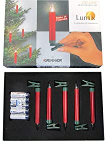 Krinner Lumix Deluxe Erweiterungs-Set rot 74156 5x rote, kabellose LED-Christbaumkerzen mit Batterien, in warm-weißen Licht;dimmbar