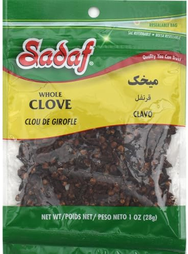 Sadaf Cloves Whole - Whole Cloves for Cooking and Food Flavoring - Clavos de Olor - Kosher - 1 Oz Resealable Bag