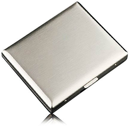 CaLeQi High-Grade Edelstahl Zigarettenetui, Nickel Überzug Wire Drawing | hält 20 Zigaretten, Tragbar und wasserdicht. Passt in Hosen- oder Hemdtasche (Mit Branded Geschenkbox)
