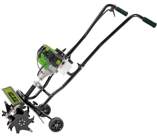 Draper 42.7cc Petrol Tiller and Cultivator | 1.2kW 2 Stroke 3HP Engine Rotavator | 4 Blades Rotation Speed 220 rpm | Tilling Width 320 mm | Tilling Depth 150mm | 32329
