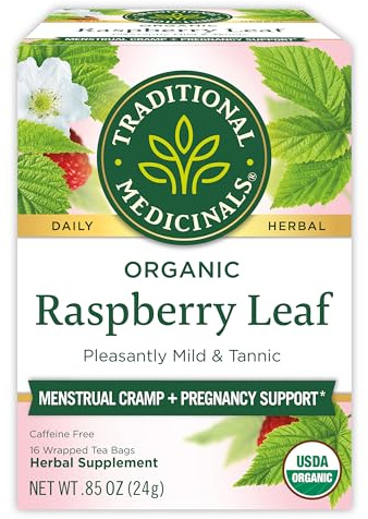 Traditional Medicinals Organic Raspberry Leaf Herbal Tea, Eases Menstrual Cramps & Supports Healthy Pregnancy, (Pack of 1) - 16 Tea Bags