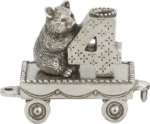 Danforth Birthday Bear Cub Train Candleholder | Pewter Handcrafted in USA
