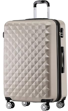 BEIBYE Zwillingsrollen 2066 Hartschale Trolley Koffer Reisekoffer Gepäck M-L-XL-Set (Champagner, XL)