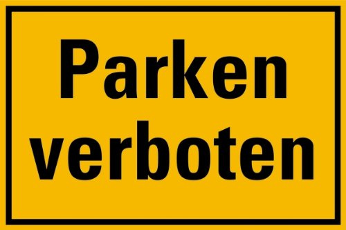 Schild Kunststoff Parken verboten gelb/schwarz 200 x 300 mm (Parkverbot, Privatparkplatz, Privatgrundstück) praxisbewährt, wetterfest