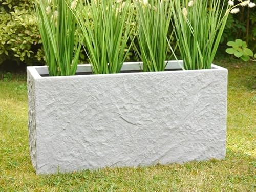 Pflanztrog Rocks L100x B40x H50cm aus Fiberglas wie Orig. Mauergestein, Pflanztröge Pflanzkübel Pflanzgefäße