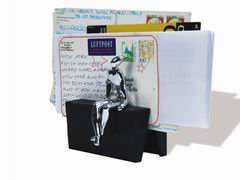 INTERDECO Design Briefhalter für den Büroschreibtisch, aus Metall und Kunststoff, Schwarz mit Chrom, exklusive Büroaccessoires, Typ 9200011