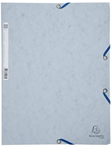 Exacompta - Ref 55531E - 1 mapp med resårband - 3-flikig ficka - i 400 g/m2 glansig kartong - mått 24 x 32 cm för A4-dokument - duvgrå färg - etikett på ryggen