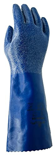 SHOWA NSK 24 - Guantes con revestimiento de nitrilo, forro de algodón, resistente a los productos químicos, longitud 35,6 cm, talla M