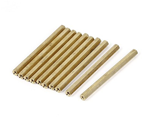 sourcing map 10 Stück M3 x 60mm Innengewinde Messing Sechskant Abstandshalter Säulen Abstands Mutter