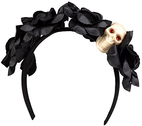 Boland - Haarreif Diadem La Muerte | Tiara mit Totenkopf und Blumen Kostüm, Halloween, Karneval und Mottoparty