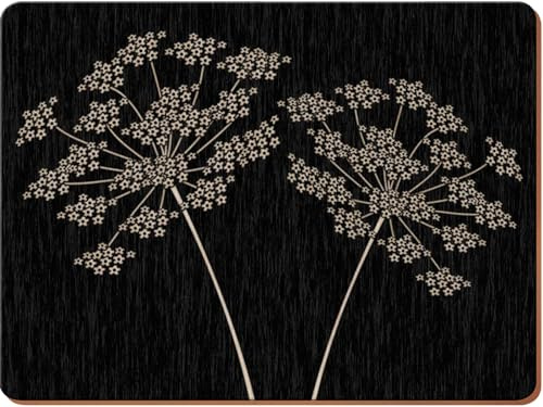 Creative Tops Premium-Platzsets, 4er-Set Tischsets, Tischsets mit Korkrücken und abgerundeten Ecken, Silhouette-Design-Kollektion in Schwarz und Tan, 4 Tischsets, je 40 cm x 29 cm