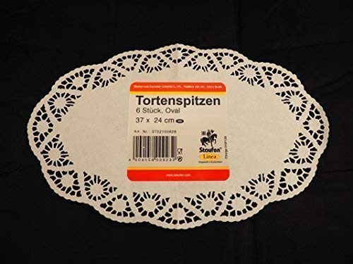 Preisjubel 10 x 6 Tortenspitzen = 60 Stück oval aus Papier, Tortenspitze, Tortendeckchen