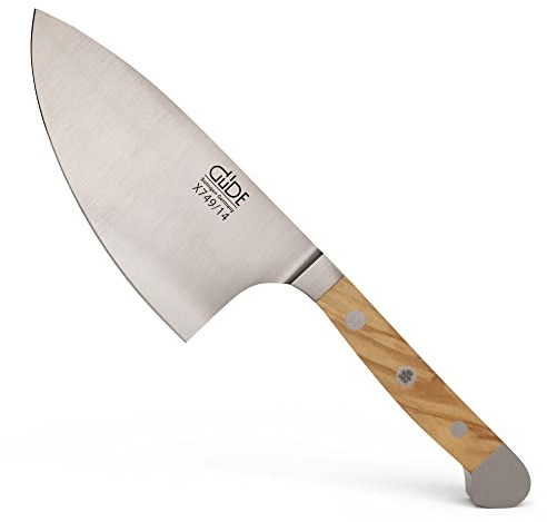 GÜDE Solingen - Kräutermesser Shark geschmiedet, 14 cm, Olivenholz, ALPHA OLIVE, Doppelkropf, Handmade Germany
