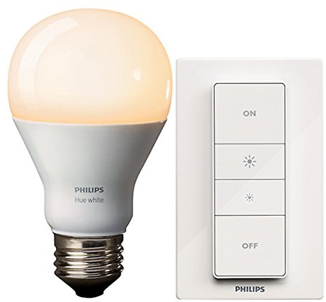 Philips Hue White - Bombilla LED individual (1 x 9.5 W, E27, iluminación conectada, luz blanca cálida regulable, compatible con Apple Homekit y Google Home, mando / interruptor incluido)