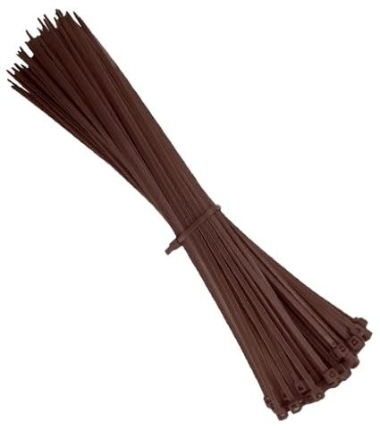 KafTon Paquete de 100 bridas de nailon UL, perfectas para PC, bicicleta, bricolaje, hogar, jardín, oficina (200 mm x 4,8 mm), color marrón