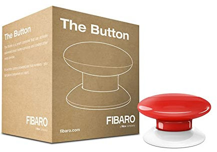 FIBARO The Button Red / Z-Wave Plus Drahtlose Tragbare Schalt-Knopf, Rot, FGPB-101-3