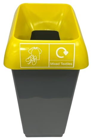 Chabrias Ltd 50 Litre Recycling Waste Bin Yellow Lid & Mixed Textile Logo, Recycling Management, Waste Management, Colour Coded Recycling, Recycling Bin