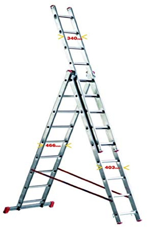 OR312 SCALA ALLUMINIO 3 TRONCHI 12 PIOLI M 3,40 EN131
