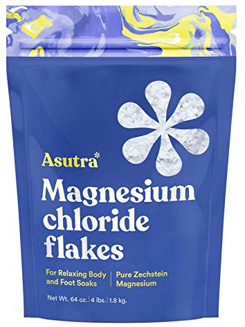 ASUTRA Magnesium Chloride Bath Flakes, 4 lbs - for Relaxing Foot & Body Soaks, Epsom Salt Alternative, Rapid Absorption