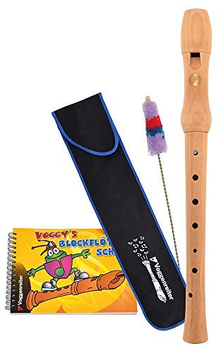 Voggy's Blockflöten-Set (dt. GW): Ahornflöte, Tasche, Wischer + Buch im Karton