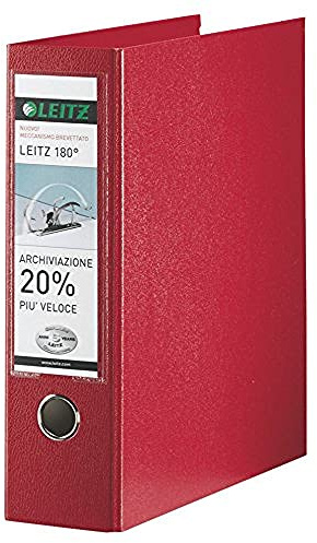 LEITZ G65 Registratore 180° in Plastica con custodia - f.to protocollo dorso 8 cm - Rosso - 390765160
