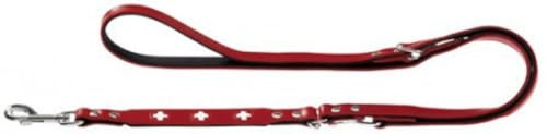 HUNTER Swiss Justerbart koppel för hundar, läder, hög kvalitet, schweiziskt kors, 1,8 x 200 cm, röd, röd/svart