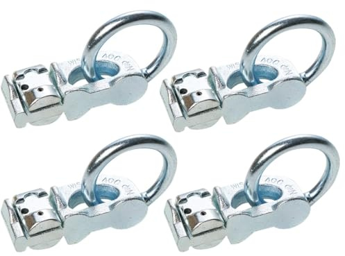 LOADCARE Airlineschiene Fitting Zurrösen Anhänger Airlineschienen Zubehör Verzurröse Fahrzeugeinrichtung Zubehör Doppelfitting 400 daN mit Ring Endbeschlag Silber (4)