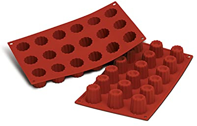 silikomart | SF033 Moule en Silicone pour MINI CANNELÉ Monoportions, antiadhésif, 18 Monoportions, Lot de 1 Moule à gâteau, Ø 35 h 35 mm, Made in Italy