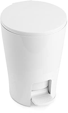 TATAY Badezimmer Mülleimer mit Pedal Diabolo 5L | Herausnehmbarer Inneneimer mit Griff | Praktisches und Pflegeleichtes Design | Hochwertiger Robuster Kunststoff | 19 x 21 x 28,2 cm – Weiß