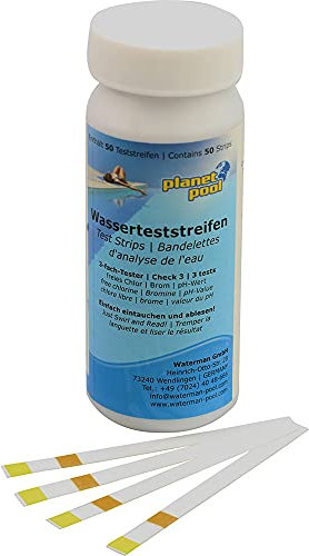 Planet Pool Wasserteststreifen 50 Stück - pH/Chlor/Brom