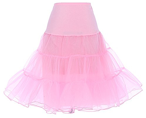 DRESSTELLS Petticoat Unterrock Damen Reifrock Karneval Dirndl 1950er Rockabilly Kleider Pettycode Kurz Tüllrock Fasching Kostüm Pink M