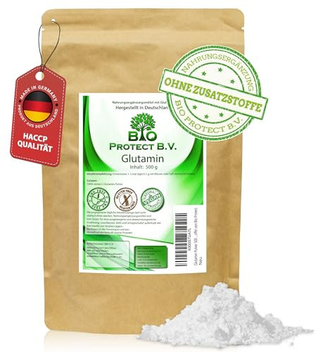 L-Glutamin Pulver - 500 g - reines L-Glutamine- Laborgeprüft - Hochdosiert - Vegan - L-Glutamine Aminosäure ohne Zusatzstoffevon Bio Protect