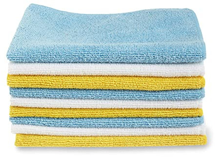 Amazon Basics chiffon de nettoyage Microfibres Lavables et Réutilisables, Lot de 12, Multi, 30.5 cm x 40.5 cm